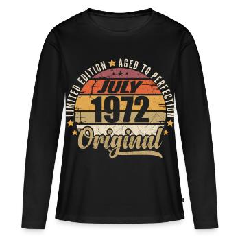 Anniversaire Mythique 1972 Cadeau Vintage 1972 - T-shirt manches longues Premium bio Femme - noir - Devant - Julia (174cm)