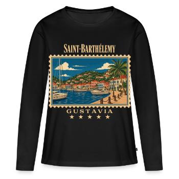 Saint-Barthélemy Gustavia Vintage Reisemarke - Frauen Premium Bio Langarmshirt - Schwarz - Vorne - Julia (174cm)