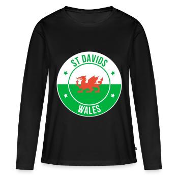 Emblème du Dragon gallois de St Davids - T-shirt manches longues Premium bio Femme - noir - Devant - Julia (174cm)