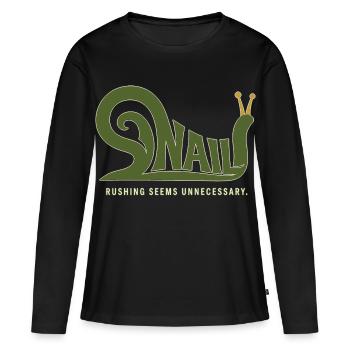 SNAIL – Humour sans hâte - T-shirt manches longues Premium bio Femme - noir - Devant - Julia (174cm)