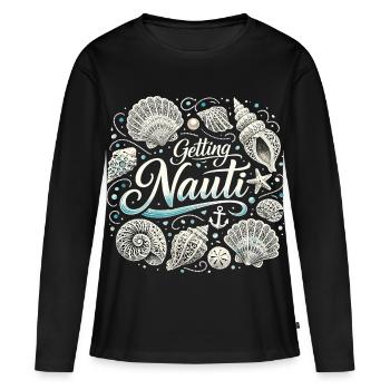 Chemise féminine pour enterrement de vie de garçon maritime - Obtenir une coquille Nauti - T-shirt manches longues Premium bio Femme - noir - Devant - Julia (174cm)
