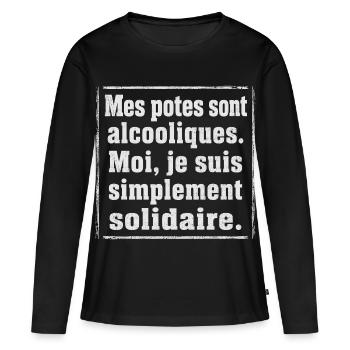 Alcool Cadeau humour personnalisé - T-shirt manches longues Premium bio Femme - noir - Devant - Julia (174cm)
