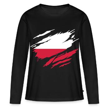 Pologne Drapeau Polonais Polonaise - T-shirt manches longues Premium bio Femme - noir - Devant - Julia (174cm)