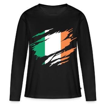 Irlande Drapeau Irlandais Irlandaise - T-shirt manches longues Premium bio Femme - noir - Devant - Julia (174cm)
