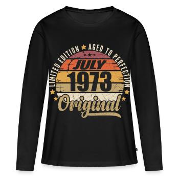 Anniversaire Mythique 1973 Cadeau Vintage 1973 - T-shirt manches longues Premium bio Femme - noir - Devant - Julia (174cm)