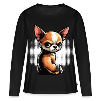 Chihuahua Chihuahua Propriétaire Chihuahuafan Chi Chis - T-shirt manches longues Premium bio Femme - noir - Devant - Julia (174cm)
