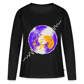 Vinyles - T-shirt manches longues Premium bio Femme - noir - Devant - Julia (174cm)