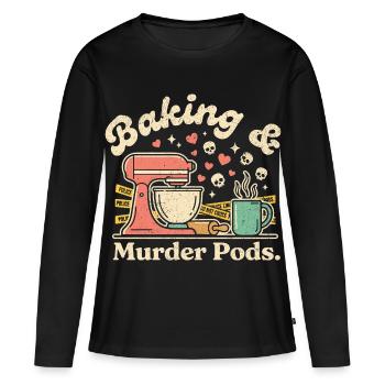 Pâtisserie et meurtre - T-shirt manches longues Premium bio Femme - noir - Devant - Julia (174cm)