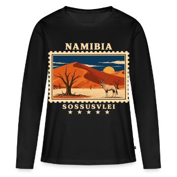 Marque de voyage vintage Namibia Sossusvlei - T-shirt manches longues Premium bio Femme - noir - Devant - Julia (174cm)