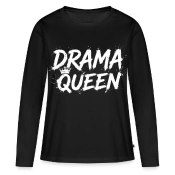 Reine du drame avec Crown White - T-shirt manches longues Premium bio Femme - noir - Devant - Julia (174cm)