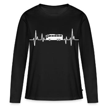 Autobus régulier, heartbeat bus, chauffeur, autobus scolaire, autobus - T-shirt manches longues Premium bio Femme - noir - Devant - Julia (174cm)