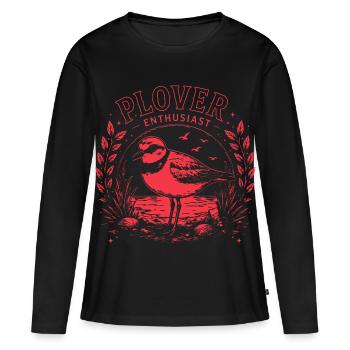 Illustrations d’oiseaux pluviers passionnés de pluvier - T-shirt manches longues Premium bio Femme - noir - Devant - Julia (174cm)