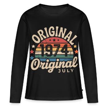 Original Juillet 1974 Anniversaire Vintage Retro - T-shirt manches longues Premium bio Femme - noir - Devant - Julia (174cm)