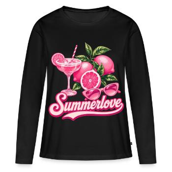 Amour d’été | Pink Cocktail Summer Design - T-shirt manches longues Premium bio Femme - noir - Devant - Julia (174cm)