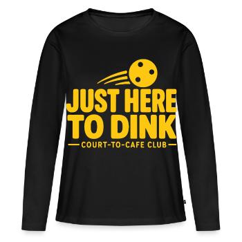 Je viens juste pour Dink Pickleball Butter Yellow Court - T-shirt manches longues Premium bio Femme - noir - Devant - Julia (174cm)
