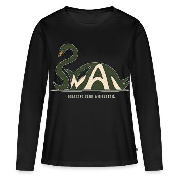 SWAN – Swan et jeux de mots - T-shirt manches longues Premium bio Femme - noir - Devant - Julia (174cm)