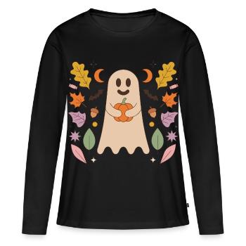 Pumpkin Hug Ghost - Women's Premium Organic Long Sleeve Shirt - black - Front - Julia (174cm)
