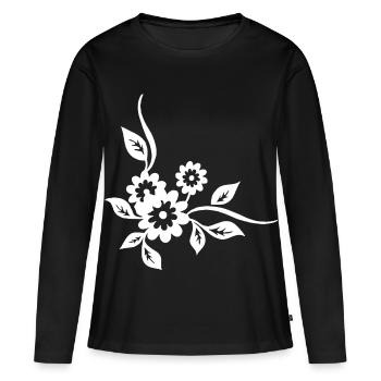 White flowers - Women's Premium Organic Long Sleeve Shirt - black - Front - Julia (174cm)