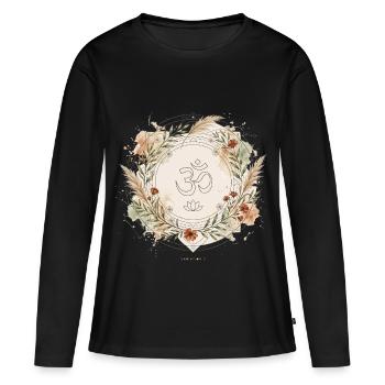 Om Lotus Mandala Yoga Boho Zen - Women's Premium Organic Long Sleeve Shirt - black - Front - Julia (174cm)
