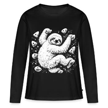 Sloth bouldering – Full of chalk - Women's Premium Organic Long Sleeve Shirt - black - Front - Julia (174cm)