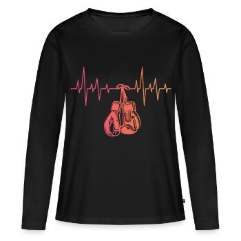Boxen Sonnenuntergang Boxen Herzschlag Kampfsport - Frauen Premium Bio Langarmshirt - Schwarz - Vorne - Julia (174cm)