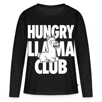 Club Hungry Lama avec burger - T-shirt manches longues Premium bio Femme - noir - Devant - Julia (174cm)