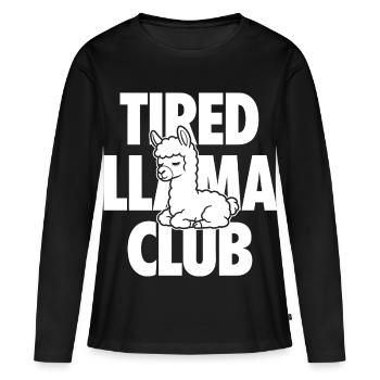 Tired Llama Club müdes Lama - Women's Premium Organic Long Sleeve Shirt - black - Front - Julia (174cm)