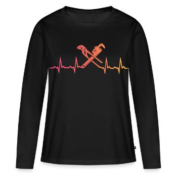Heating Engineer Sunset Plumber's Heartbeat - Women's Premium Organic Long Sleeve Shirt - black - Front - Julia (174cm)