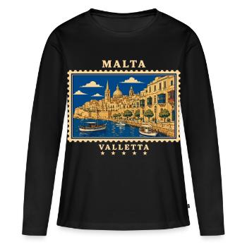 Marque de voyage vintage Malta Valletta - T-shirt manches longues Premium bio Femme - noir - Devant - Julia (174cm)