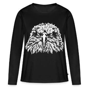 Aigle / Tête / Pygargue à tête blanche - T-shirt manches longues Premium bio Femme - noir - Devant - Julia (174cm)