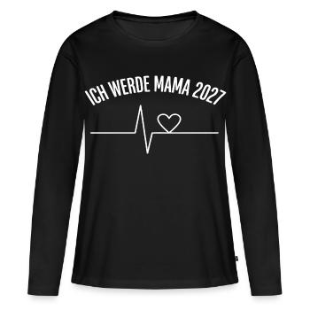 Ich werde Mama 2027 Herzschlag - Frauen Premium Bio Langarmshirt - Schwarz - Vorne - Julia (174cm)