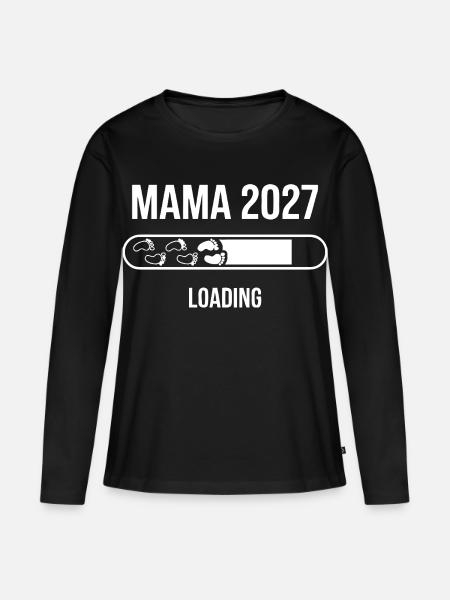 Mama 2027 Loading Babyfüße - Frauen Premium Bio Langarmshirt - Schwarz