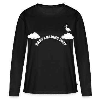 Baby Loading 2027 Storch - Frauen Premium Bio Langarmshirt - Schwarz - Vorne - Julia (174cm)