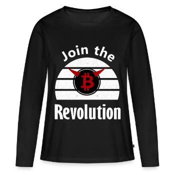 Révolution Bitcoin : Rejoignez le mouvement - T-shirt manches longues Premium bio Femme - noir - Devant - Julia (174cm)