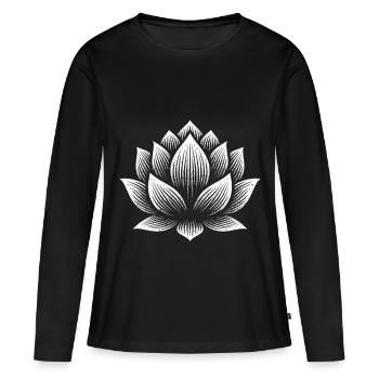 Imprimé Silhouette Lotus - T-shirt manches longues Premium bio Femme - noir - Devant - Julia (174cm)