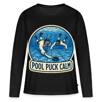 POOL PUCK CALME - T-shirt manches longues Premium bio Femme - noir - Devant - Julia (174cm)