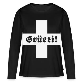 Grüezi (Switzerland / Fraktur / Swiss flag) - Women's Premium Organic Long Sleeve Shirt - black - Front - Julia (174cm)