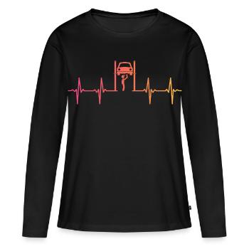 Sunset Heartbeat mechanic car garage - Women's Premium Organic Long Sleeve Shirt - black - Front - Julia (174cm)