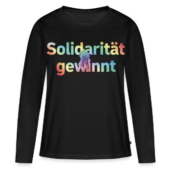 Solidarität gewinnt Statement Pride Fans LGBTQ - Frauen Premium Bio Langarmshirt - Schwarz - Vorne - Julia (174cm)