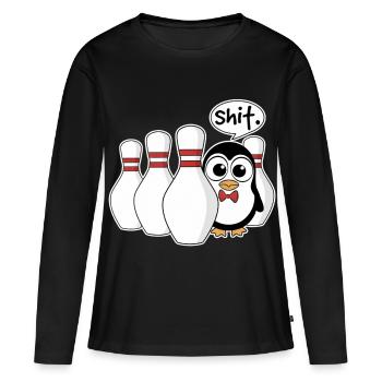 Pingouin dans le cône – Shirt du moment de merde - T-shirt manches longues Premium bio Femme - noir - Devant - Julia (174cm)