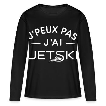 Jet Ski Humour Cadeau Glisse Nautique - T-shirt manches longues Premium bio Femme - noir - Devant - Julia (174cm)