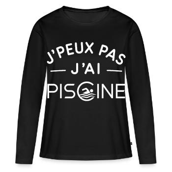 Piscine Humour Cadeau Passionné de Baignade - T-shirt manches longues Premium bio Femme - noir - Devant - Julia (174cm)