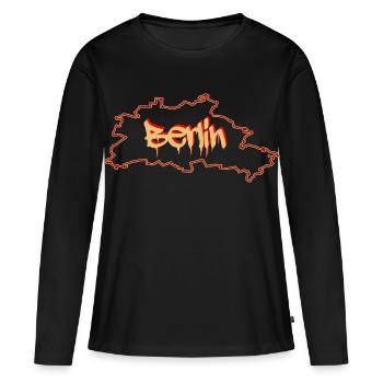 Berlin da city - T-shirt manches longues Premium bio Femme - noir - Devant - Julia (174cm)