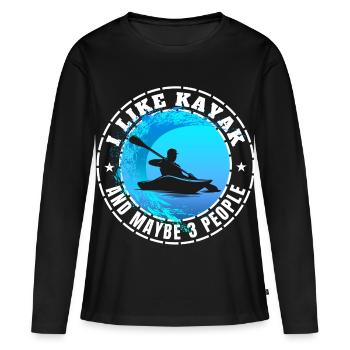 ICH MAG KAJAK UND VIELLEICHT DREI LEUTE - Frauen Premium Bio Langarmshirt - Schwarz - Vorne - Julia (174cm)