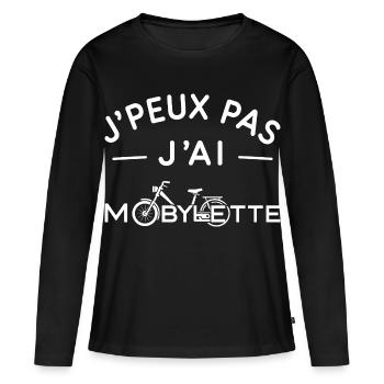 Mobylette Humour Cadeau Rétro Deux Roues - T-shirt manches longues Premium bio Femme - noir - Devant - Julia (174cm)
