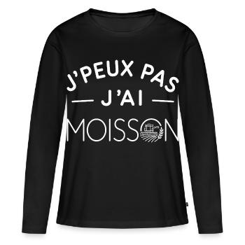Moisson Humour Cadeau Passionné d'Agriculture - T-shirt manches longues Premium bio Femme - noir - Devant - Julia (174cm)