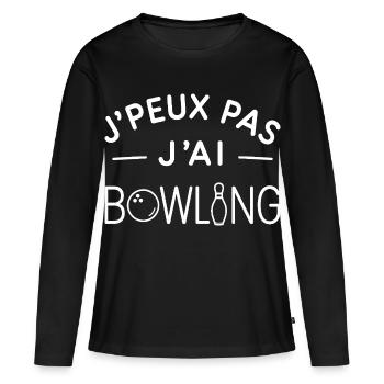 Bowling Humour Cadeau Passionné de Quilles - T-shirt manches longues Premium bio Femme - noir - Devant - Julia (174cm)