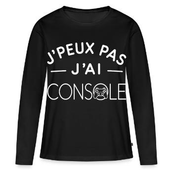 Console Humour Cadeau Passionné de Jeux Vidéo - T-shirt manches longues Premium bio Femme - noir - Devant - Julia (174cm)