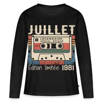 Juli 1981 Geburtstagsgeschenk Juli 1981 - Frauen Premium Bio Langarmshirt - Schwarz - Vorne - Julia (174cm)