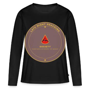 Société des Snacks de Minuit Rose - T-shirt manches longues Premium bio Femme - noir - Devant - Julia (174cm)